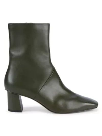 Shop 3.1 Phillip Lim / フィリップ リム Tess Square-toe Leather Ankle Boots In Dark Green