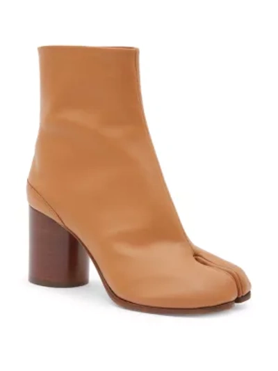 Shop Maison Margiela Tabi Leather Ankle Boots In Brown