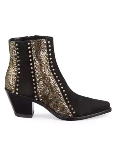Shop Christian Louboutin Women's With My Guitar Snakeskin-embossed Leather & Suede Ankle Boots In Vers Black
