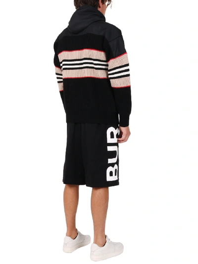 Shop Burberry Striped Wool And Cashmere Hoodie In Black
