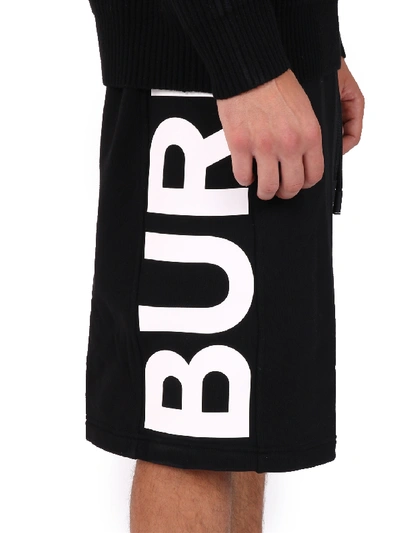 Shop Burberry Logo Cotton Shorts In Black