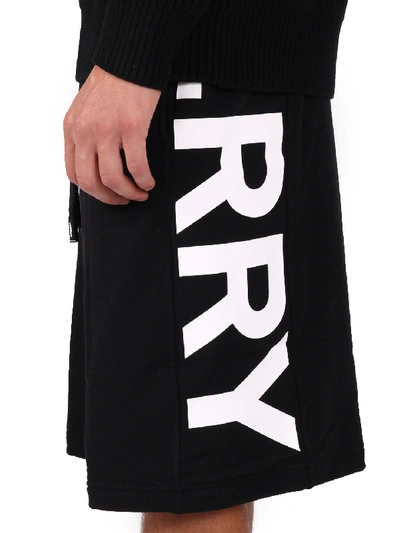 Shop Burberry Logo Cotton Shorts In Black