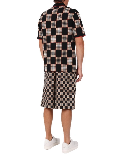 Shop Burberry Checkerboard Polo In Black