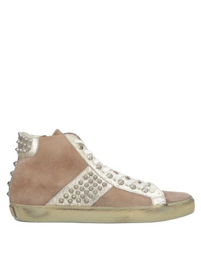 Shop Leather Crown Sneakers In Sand