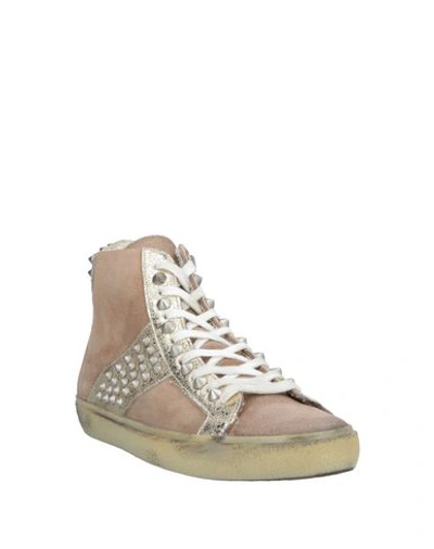 Shop Leather Crown Sneakers In Sand