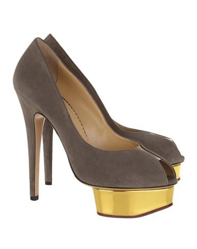 Shop Charlotte Olympia Pumps In Dove Grey