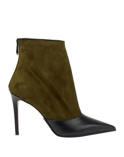 Shop Balmain Ankle Boot In Military Green
