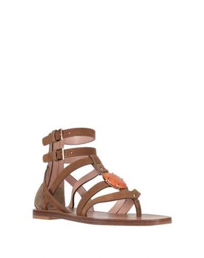 Shop Alberta Ferretti Toe Strap Sandals In Brown