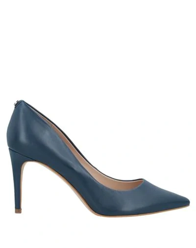 Shop Guess Woman Pumps Midnight Blue Size 11 Soft Leather In Dark Blue