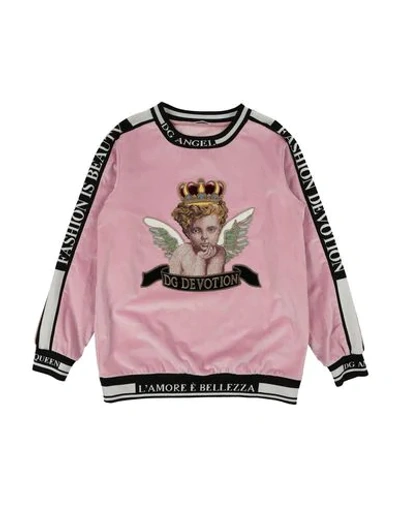 Shop Dolce & Gabbana Toddler Girl Sweatshirt Pink Size 4 Cotton, Elastane, Polyester, Viscose, Silk