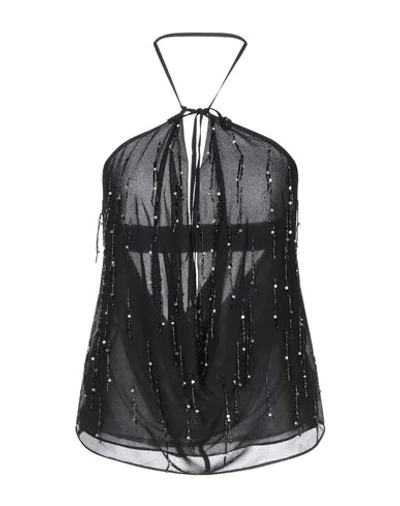 Shop Patrizia Pepe Woman Top Black Size 8 Polyester, Polyamide, Elastane, Glass, Acrylic
