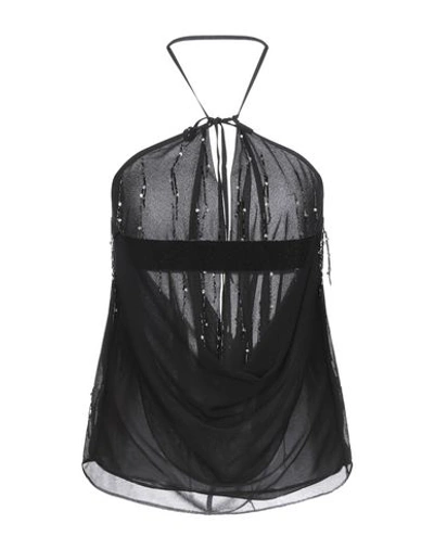Shop Patrizia Pepe Woman Top Black Size 8 Polyester, Polyamide, Elastane, Glass, Acrylic