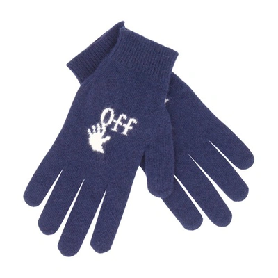 Shop Off-white Logo Gloves In Blue White