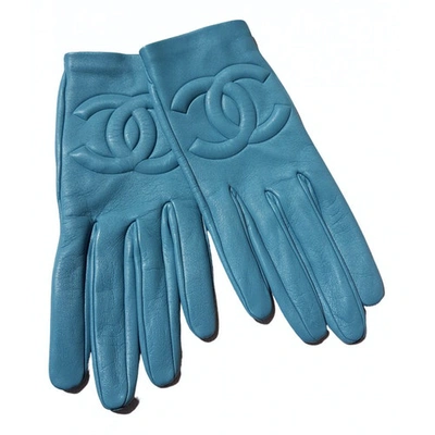 Pre-owned Chanel Blue Leather Gloves