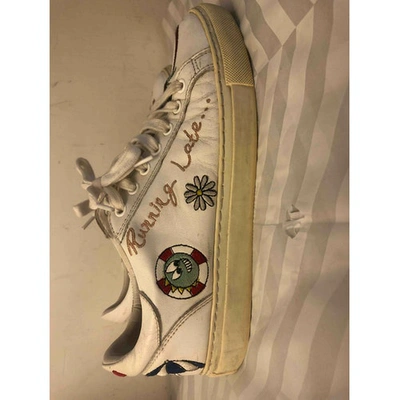 Pre-owned Mira Mikati Leather Lace Ups In White