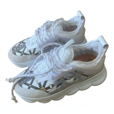 Pre-owned Versace Chain Reaction White Leather Trainers