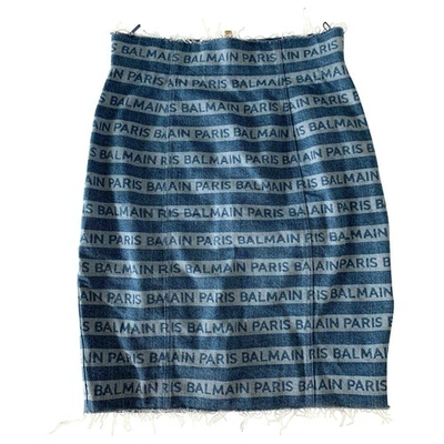 Pre-owned Balmain Blue Cotton Skirt