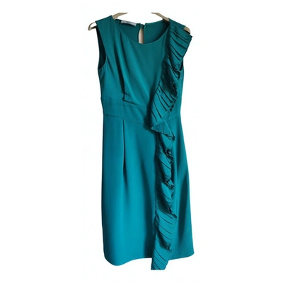 Pre-owned Prada Silk Mid-length Dress In Turquoise