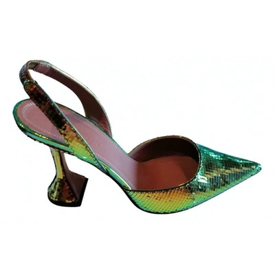 Pre-owned Amina Muaddi Begum Metallic Sandals