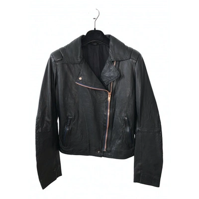 Pre-owned Avelon Leather Biker Jacket In Black