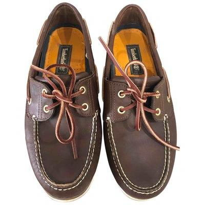 Pre-owned Timberland Leather Flats In Brown