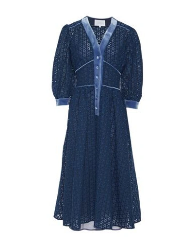 Shop Luisa Beccaria 3/4 Length Dresses In Dark Blue
