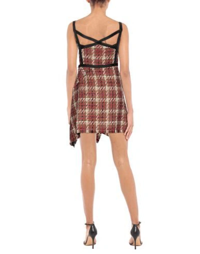 Shop Versace Woman Mini Dress Brown Size 6 Virgin Wool, Polyamide, Silk