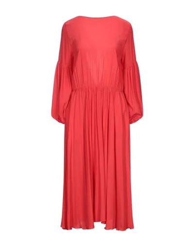 Shop Aglini Woman Midi Dress Red Size 8 Silk, Elastane