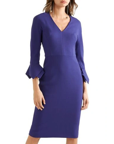 Shop Lela Rose Woman Midi Dress Bright Blue Size 0 Wool, Nylon, Elastane