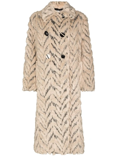 Shop Stella Mccartney Kira Faux Fur Coat In Neutrals