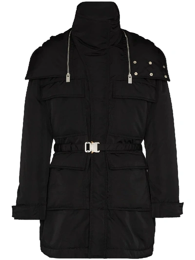 Shop Alyx Belted-waist Hooded Parka Coat In Black