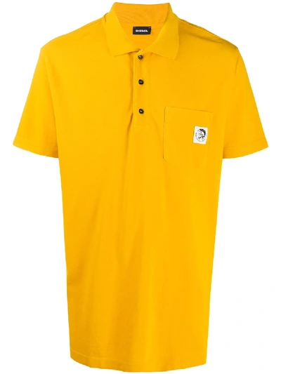 Shop Diesel Mohawk Patch Polo Shirt In Yellow