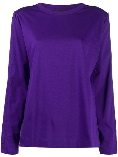 Shop Diesel Copyright Slogan Long-sleeve Top In Purple