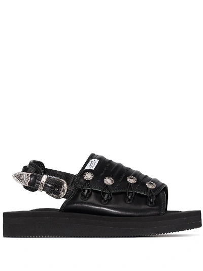 Shop Toga Virilis Suicole Leather Sandals In Black