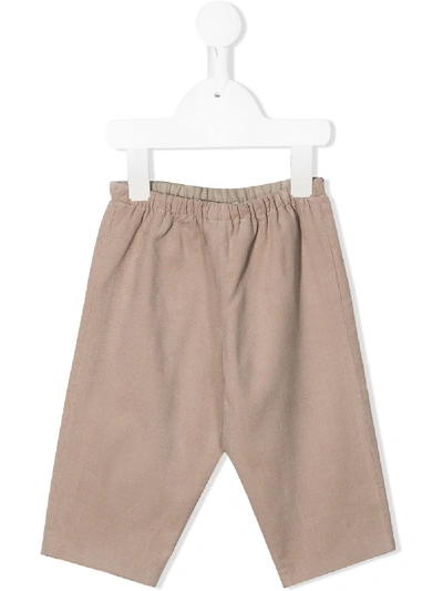 Shop Bonpoint Elasticated Wide-leg Trousers In Neutrals