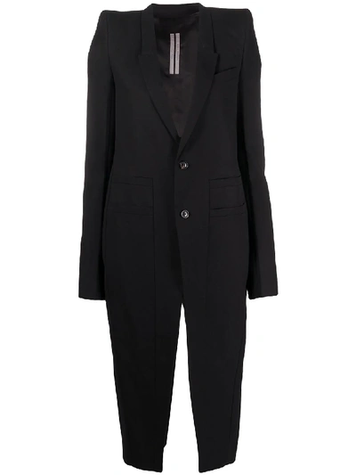 Shop Rick Owens Single-breasted Fitted Coat In Black
