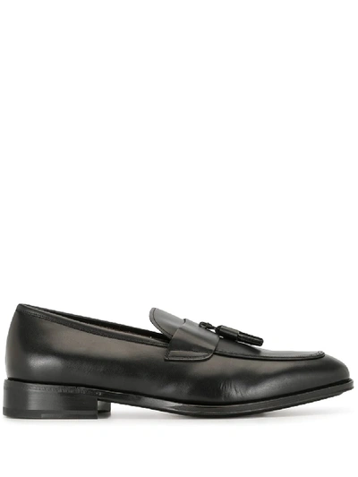 Shop Ferragamo Block Heel Tassel Loafers In Black