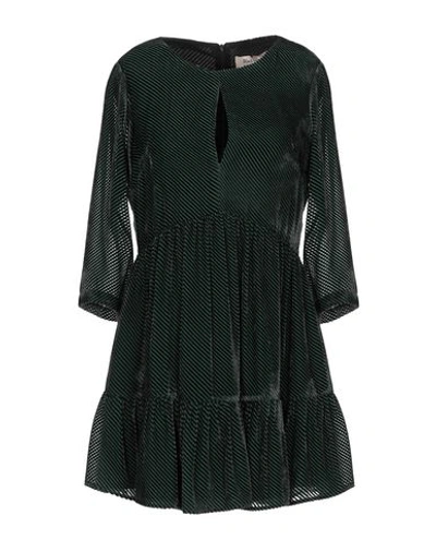 Shop Black Coral Woman Mini Dress Dark Green Size 6 Viscose, Silk