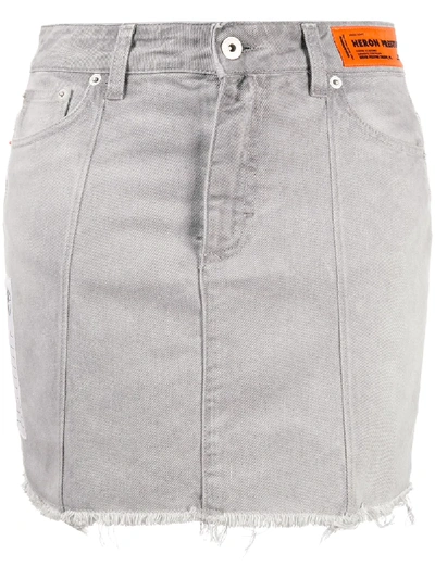Shop Heron Preston Raw Hem Denim Skirt In Grey
