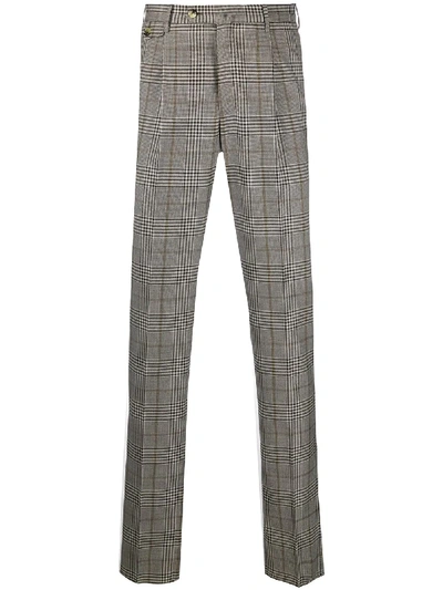 Shop Pt01 Checked Straight-leg Tailored Trousers In Black