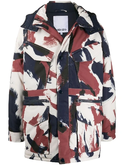 Shop Kenzo Abstract-pattern Hooded Jacket In White