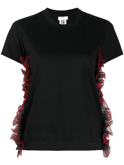 Comme Des Garçons Ruffle Short-sleeve Top In Black