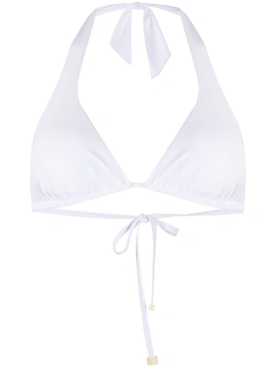 Shop Dolce & Gabbana Tied Triangle Bikini Top In White