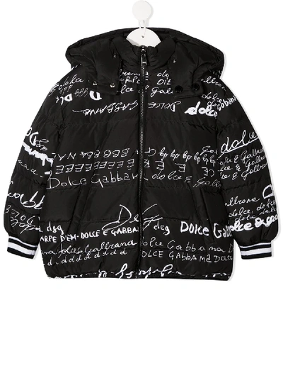 Shop Dolce & Gabbana Reversible Logo Padded Jacket In Black