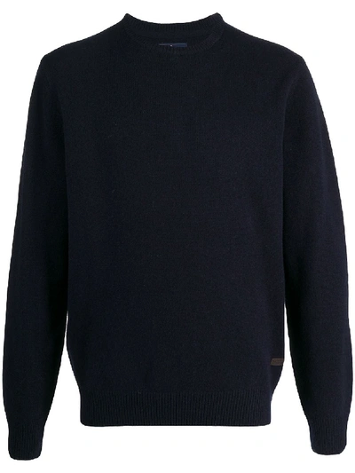 Barbour Patch Detail Crew Neck Jumper In Blue
