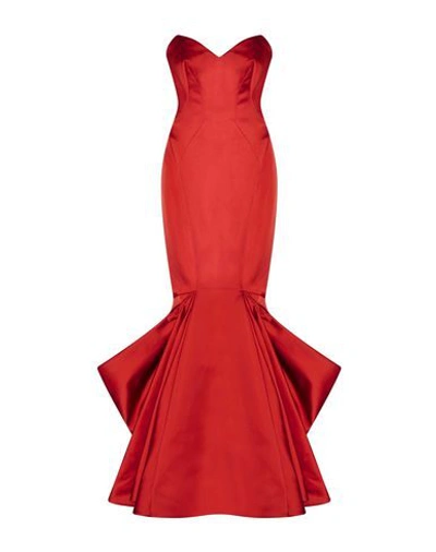Shop Zac Posen Long Dresses In Red