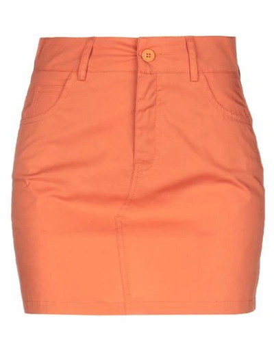 Shop L'autre Chose L' Autre Chose Woman Mini Skirt Orange Size 6 Cotton, Elastane