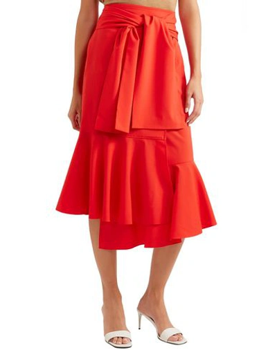 Shop Adeam Woman Midi Skirt Red Size 4 Wool, Polyurethane