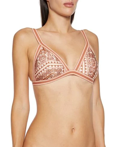 Shop Zimmermann Bikini Tops In Salmon Pink