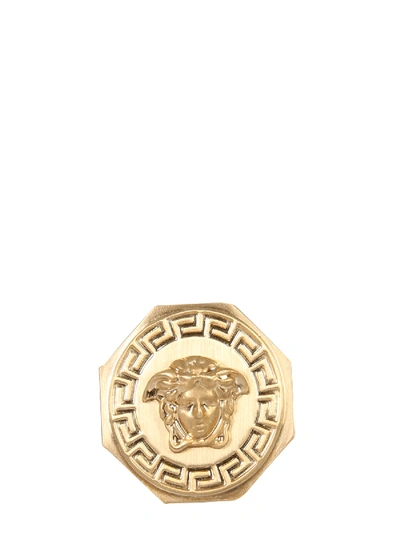 Shop Versace Medusa And Greek Ring In Oro